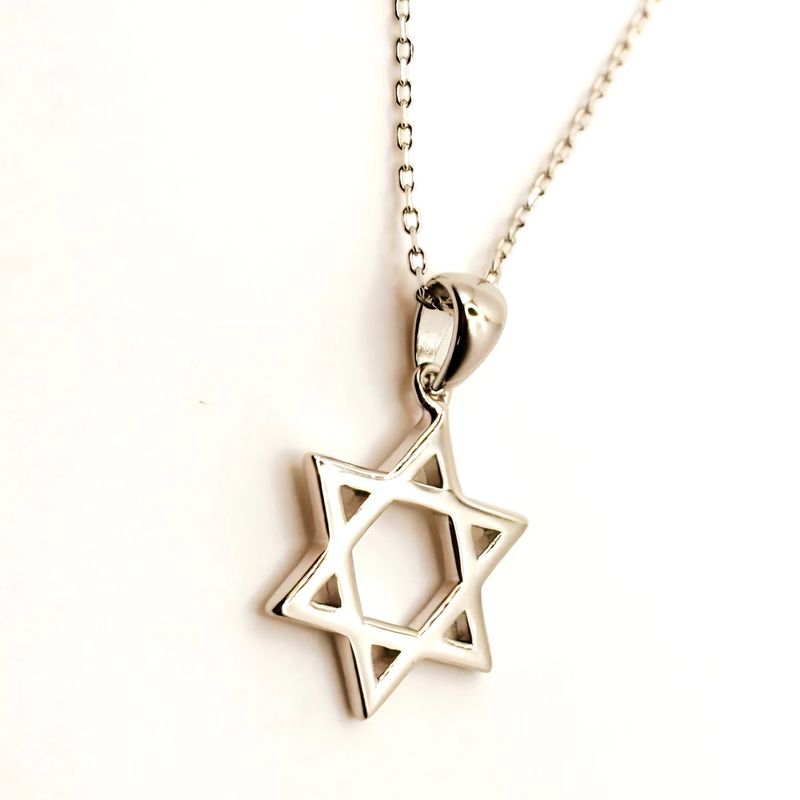 TIANA JOYAS - Collar Religioso con la Estrella de David de Plata 925