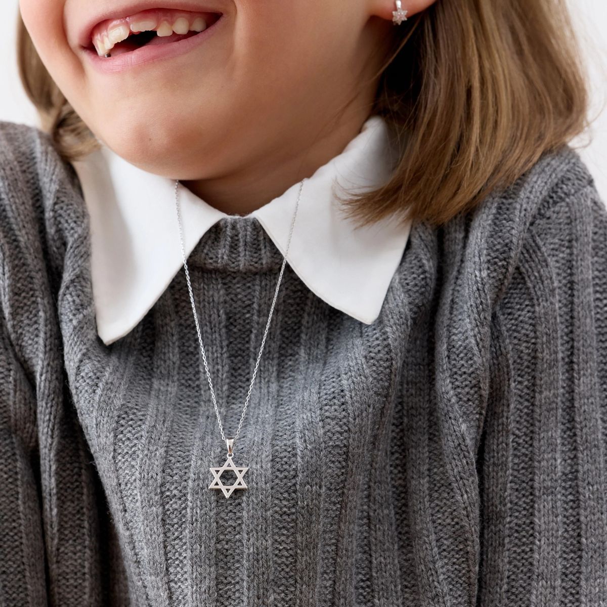 TIANA JOYAS - Collar Religioso con la Estrella de David de Plata 925 Joya Fina