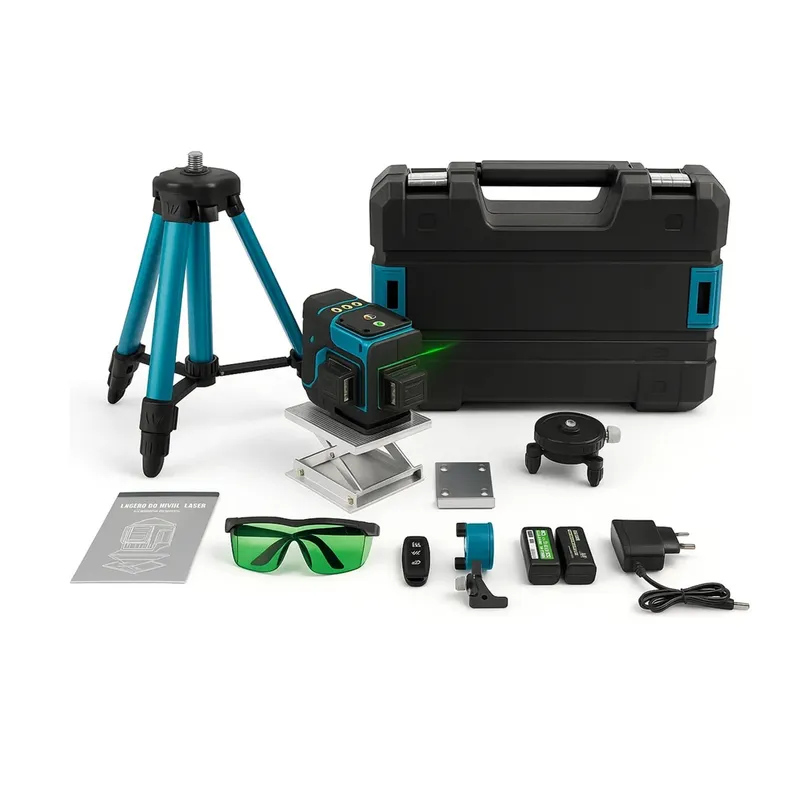 GENERICO - Nivel Laser 12 Lineas Verde 360 + Tripode 1.5m Ajustable