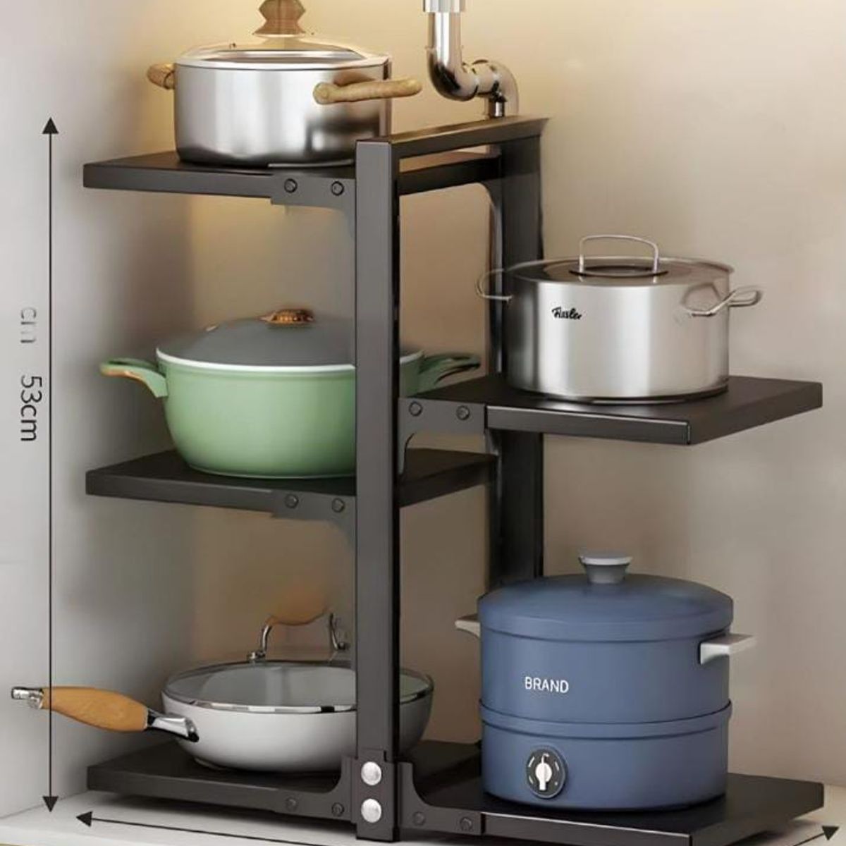 GENERICO - ORGANIZADOR DE OLLAS SARTENES 5 NIVELES FIRME E INOXIDABLE