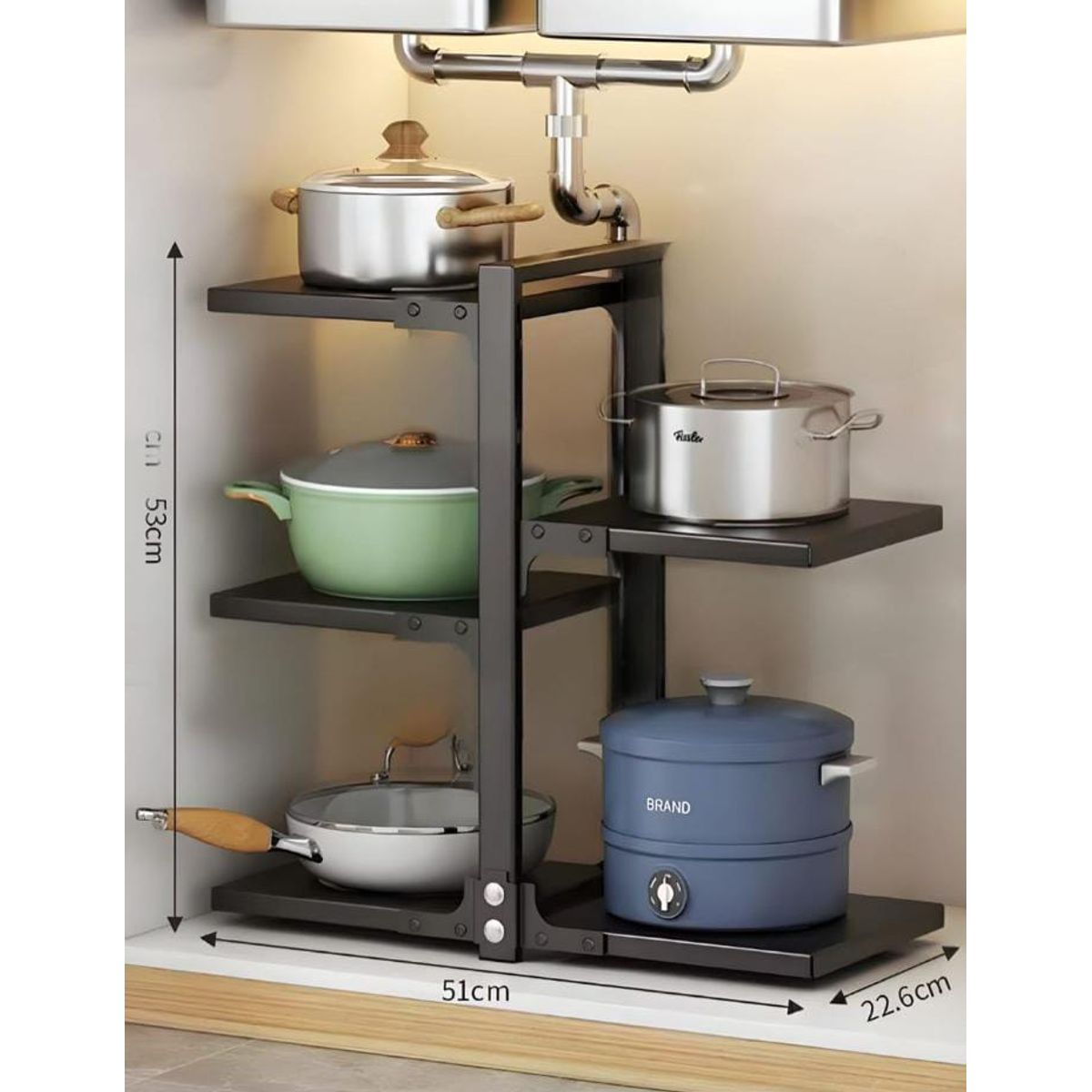 GENERICO - ORGANIZADOR DE OLLAS SARTENES 5 NIVELES FIRME E INOXIDABLE