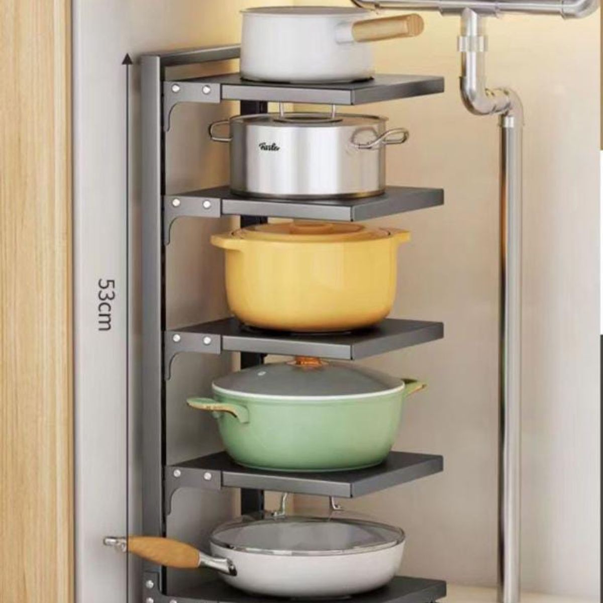 GENERICO - ORGANIZADOR DE OLLAS SARTENES 5 NIVELES FIRME E INOXIDABLE