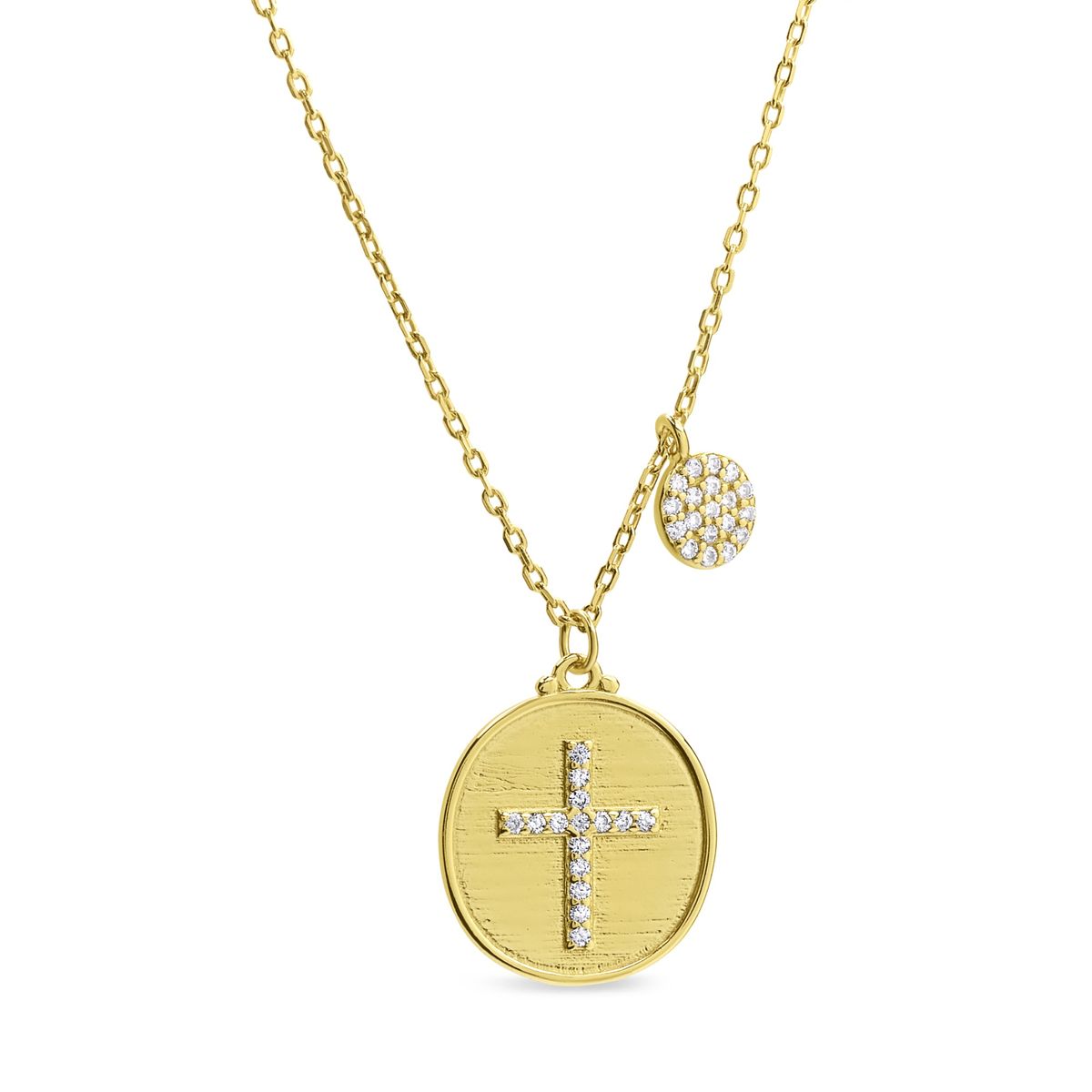 TIANA JOYAS - Collar Religioso medalla de Cruz de Plata 925 baño en Oro 18k