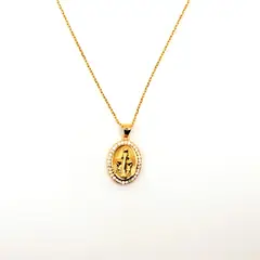 TIANA JOYAS - Collar Religioso con medalla de la Virgen de Plata 925 baño en Oro 18k