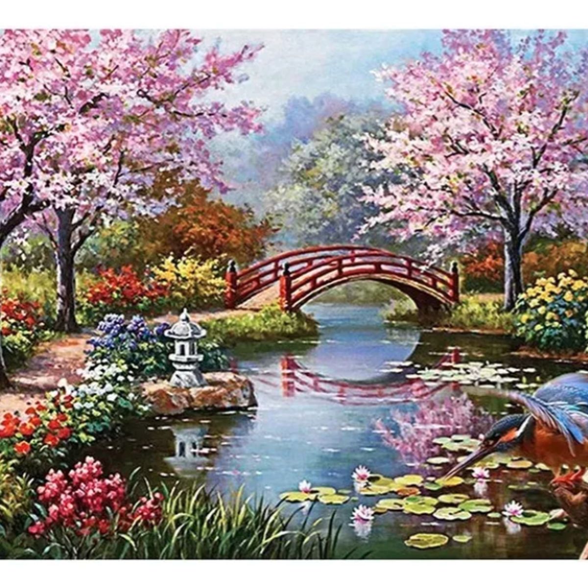 GENERICO - Bordado Pintura Diamante - Jardin Japones Paisaje 50x25
