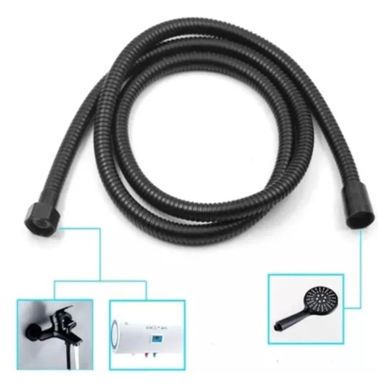 GENERICO - Manguera Flexible Negro Mate Repuesto Ducha Extensible 175m