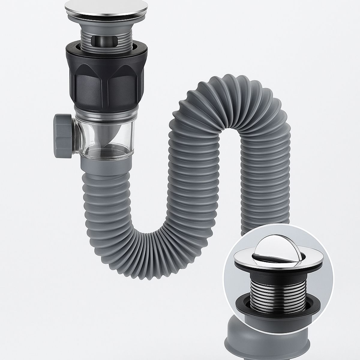 GENERICO - Sifón Flexible Extensible Universal Para Lavabo Con Trampa Antiodor