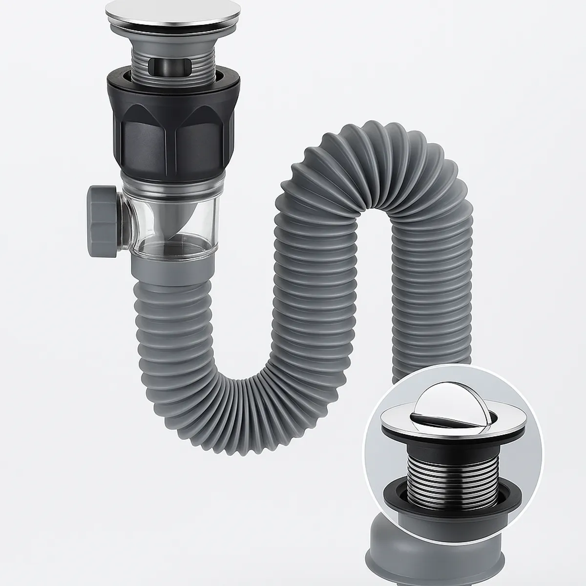 GENERICO - Sifón Flexible Extensible Universal Para Lavabo Con Trampa Antiodor