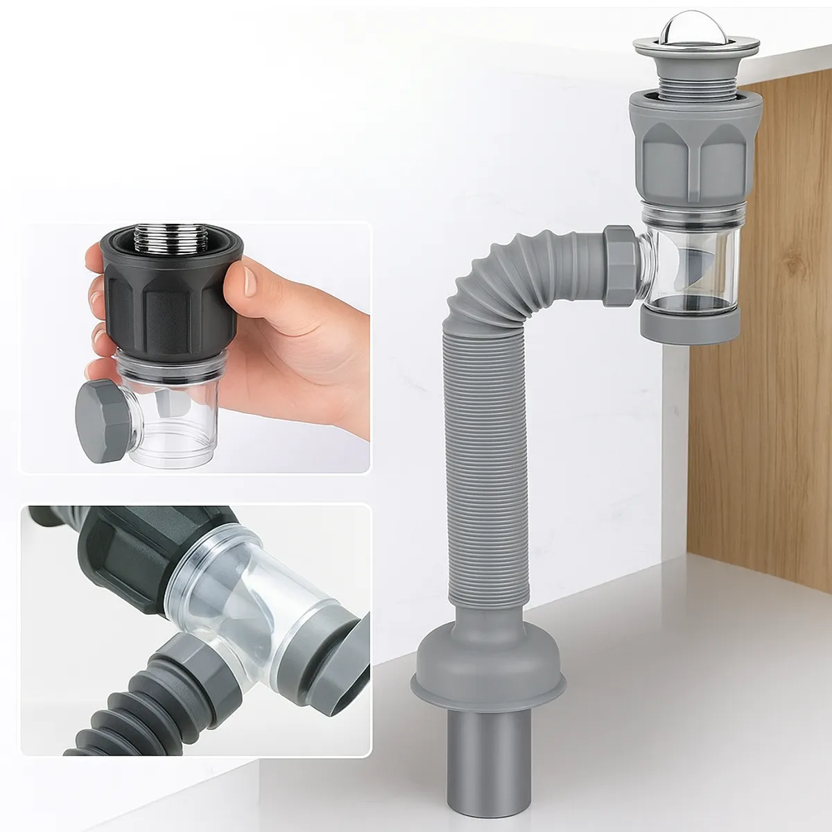 GENERICO - Sifón Flexible Extensible Universal Para Lavabo Con Trampa Antiodor