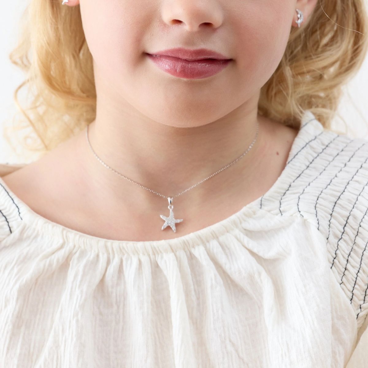 TIANA JOYAS - Collar de Estrella de Mar con Circones de Plata 925 Niña Joya Infantil
