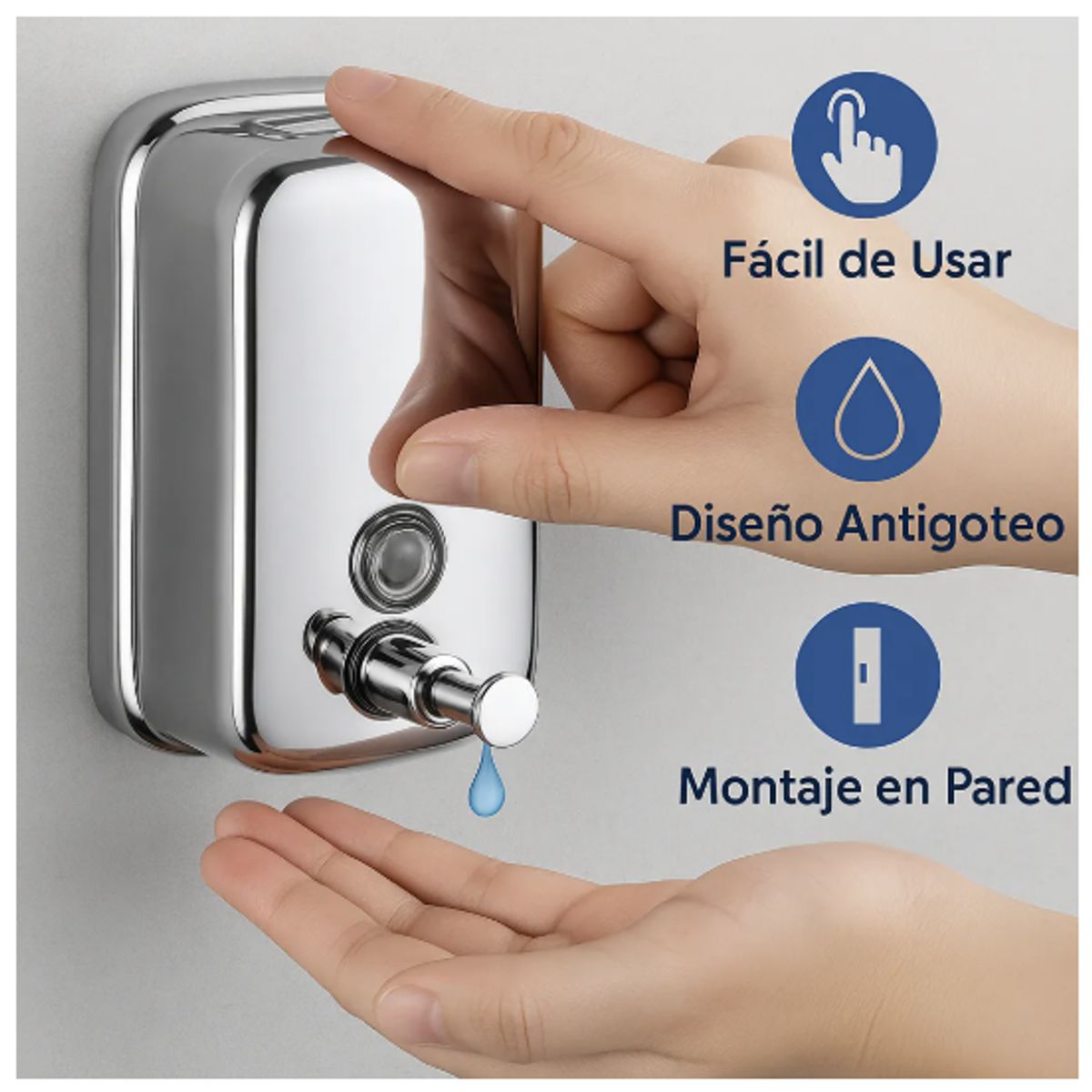 GENERICO - Dispensador Metalico Jabon Liquido Desinfectante Gel 500ml