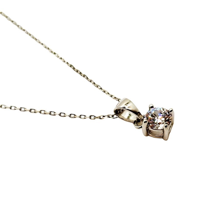 TIANA JOYAS - Collar de Circón Solitario de 5 mm de Plata 925