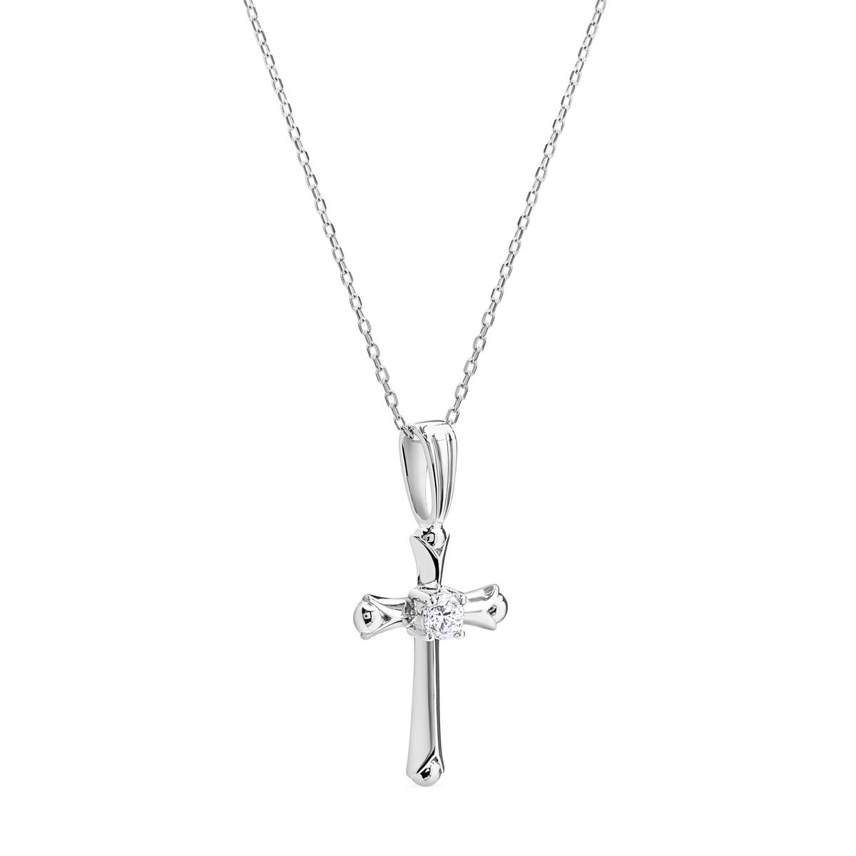 TIANA JOYAS - Collar Religioso con una Cruz de 20mm con un Circón de Plata 925
