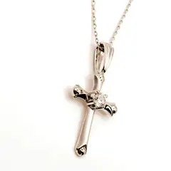 TIANA JOYAS - Collar Religioso con una Cruz de 20mm con un Circón de Plata 925
