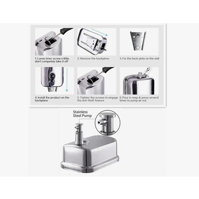 Imagen 2 del producto Dispensador Metalico Jabon Liquido Desinfectante Gel 800ml