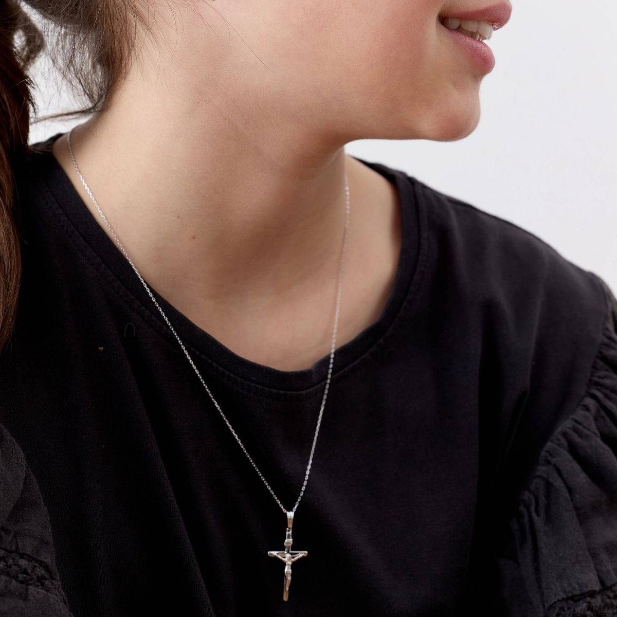 TIANA JOYAS - Collar Religioso con una Cruz de 25mm de Plata 925