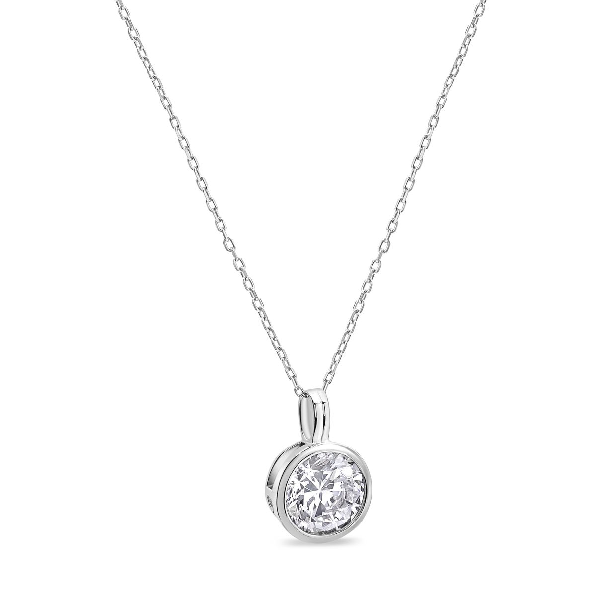 TIANA JOYAS - Collar de Circón Solitario de 11 mm de Plata 925