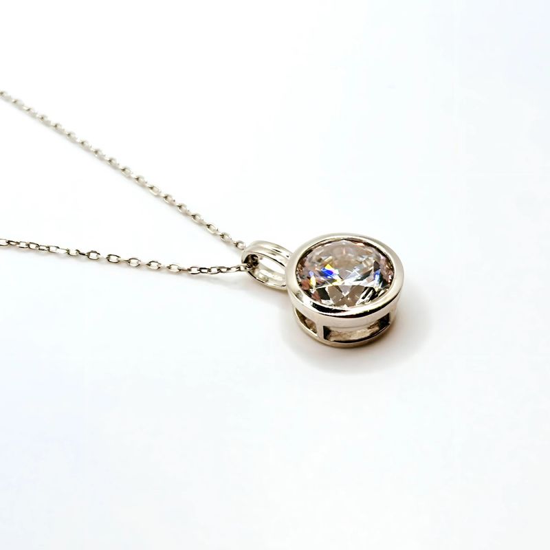 TIANA JOYAS - Collar de Circón Solitario de 11 mm de Plata 925