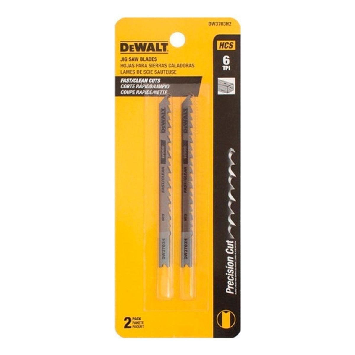 DEWALT - Set 2 Hojas Sierra Caladora Dewalt Dw3703h2 6tpi Corte Limpi