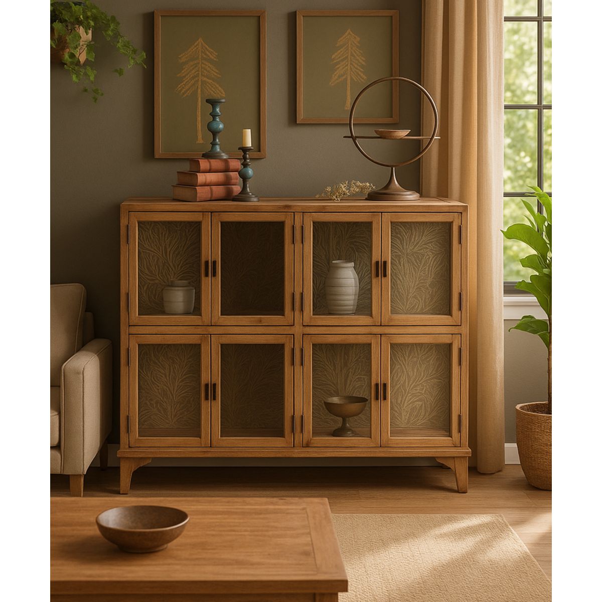 GENERICO - Vitrina acabado natural ocho puertas