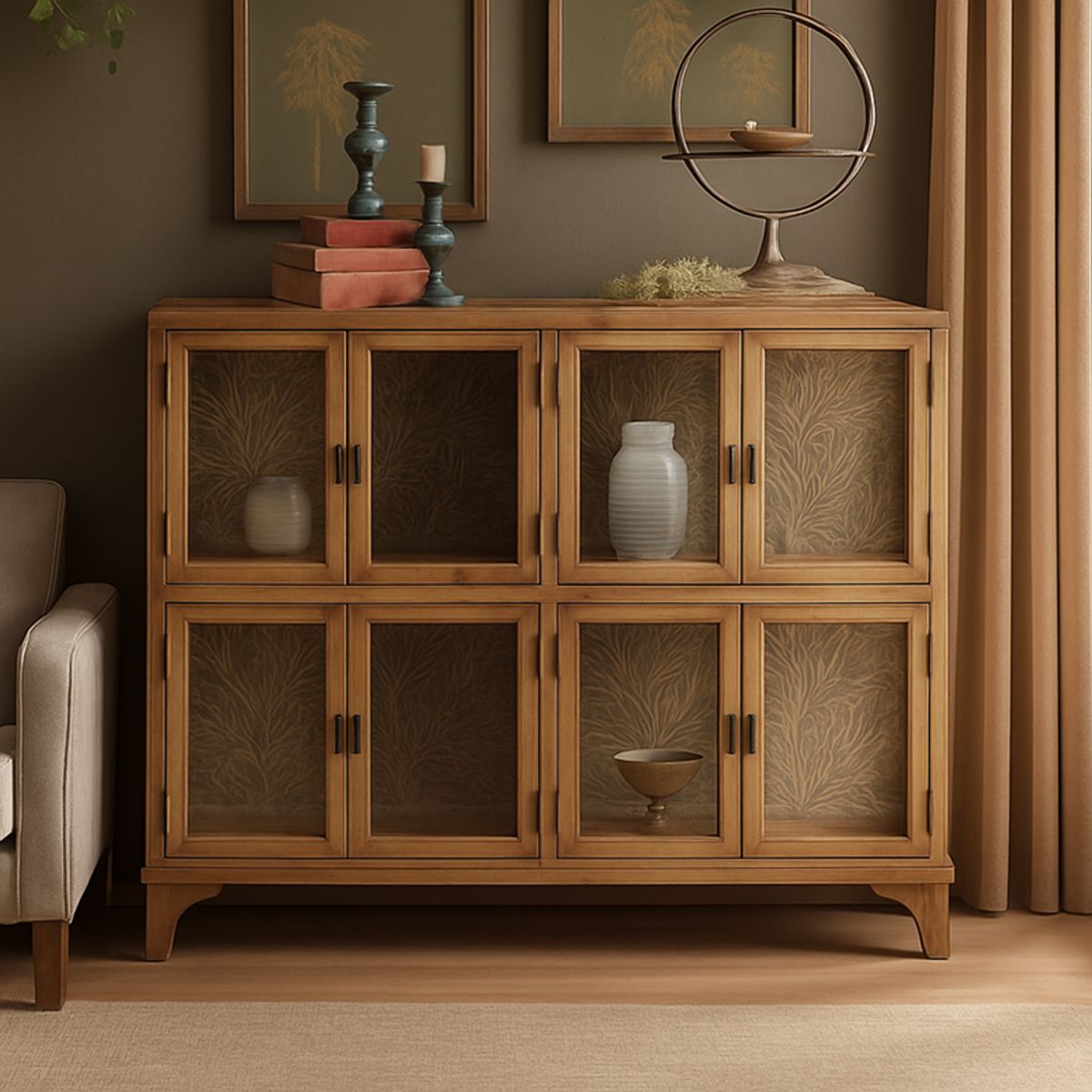 GENERICO - Vitrina acabado natural ocho puertas