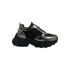 HERIEL - Zapatilla Negra Silver Plataforma Mujer