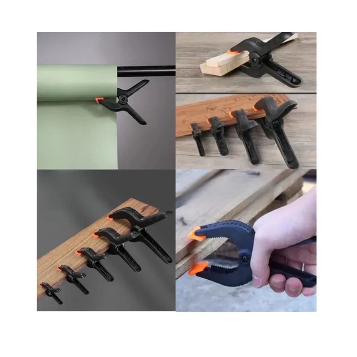 GENERICO - Set 4 Pinzas De Resorte Herramienta Carpintería Plástica 4in