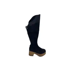 HERIEL - Bota Negra Plataforma Gamuza Mujer