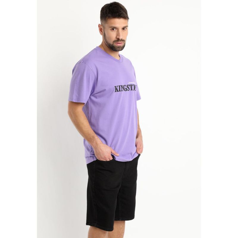 KOTTING - Polera Jersey Estampada Cuello V Lila KOTTING