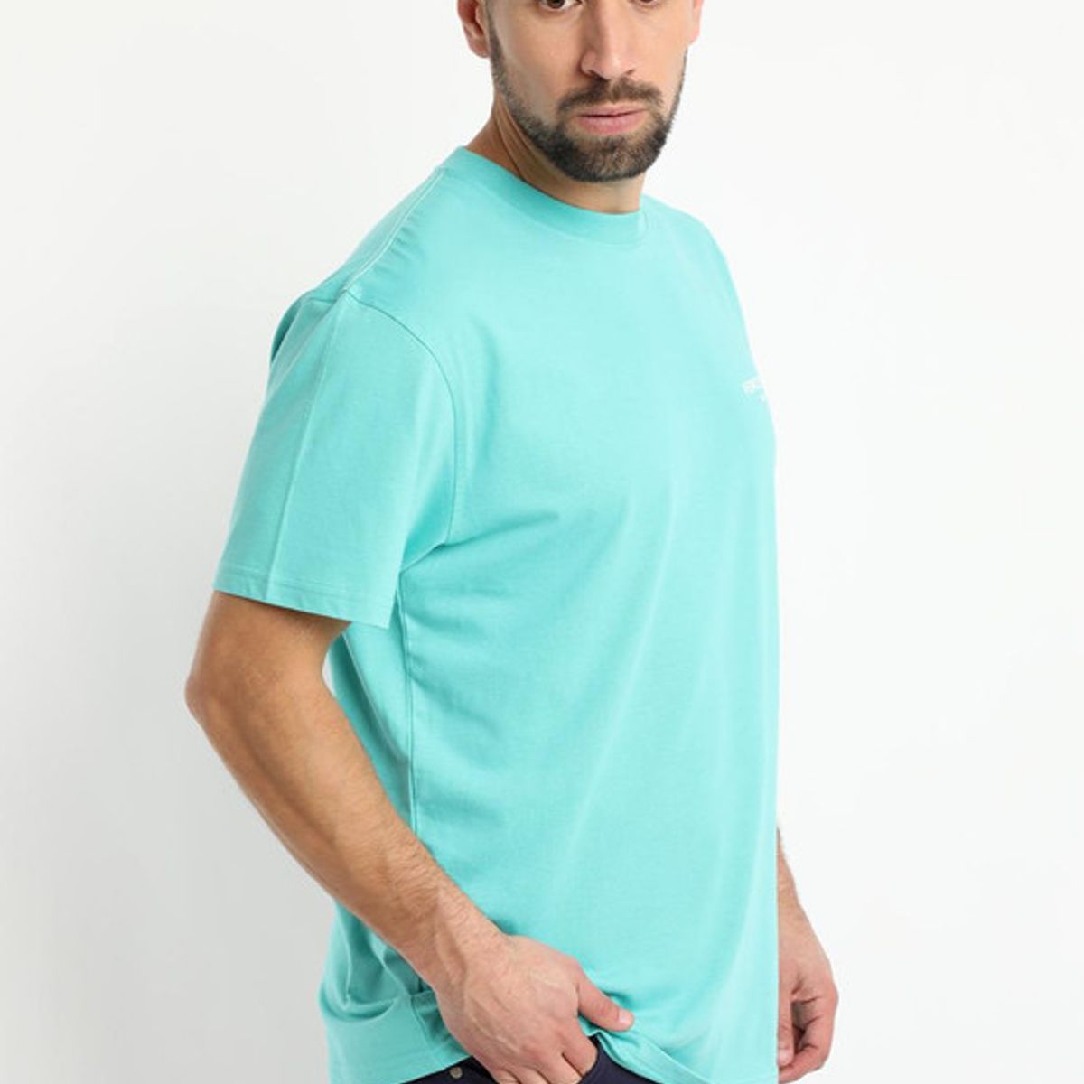 KOTTING - Polera Jersey Estampada Cuello Redondo Turquesa KOTTING