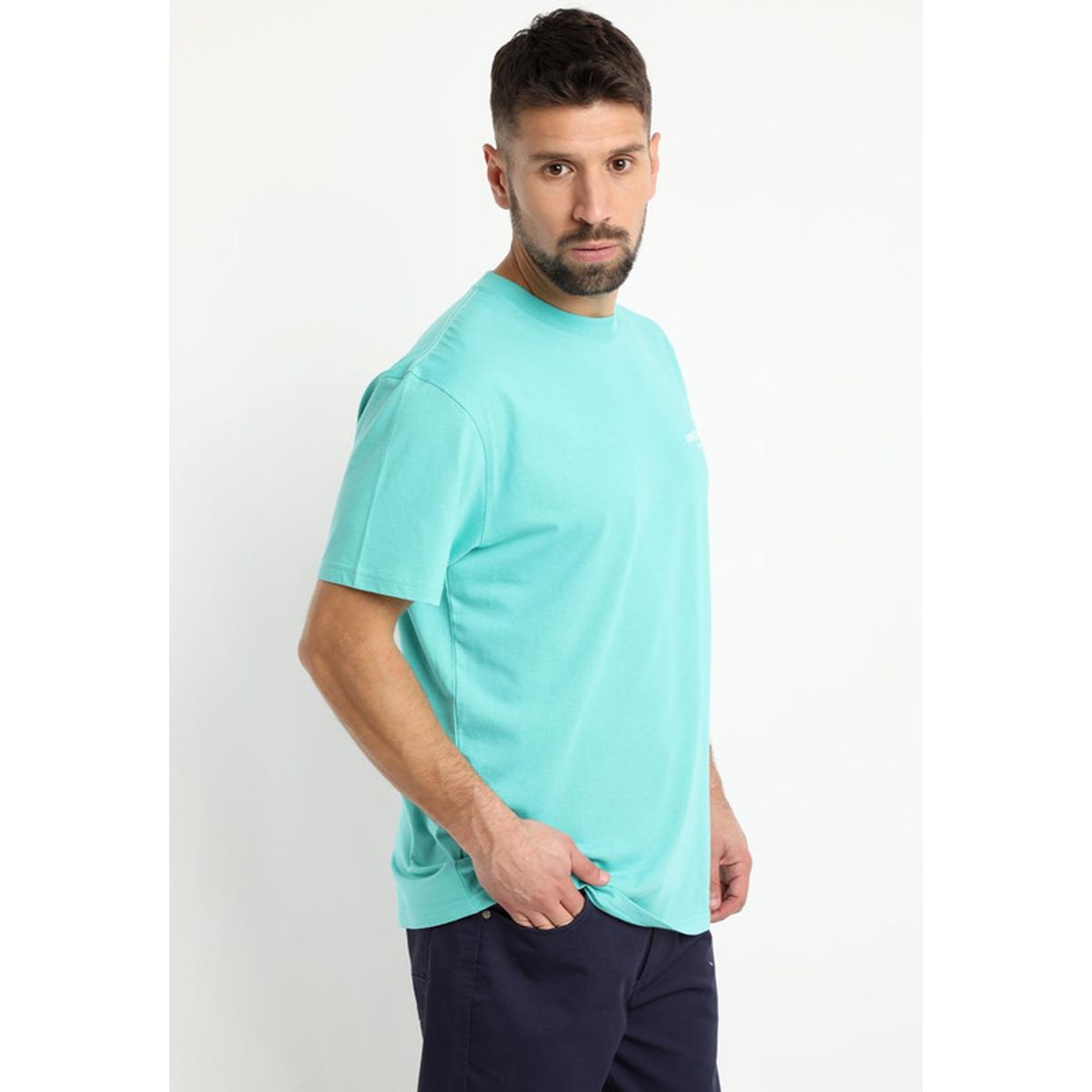 KOTTING - Polera Jersey Estampada Cuello Redondo Turquesa KOTTING