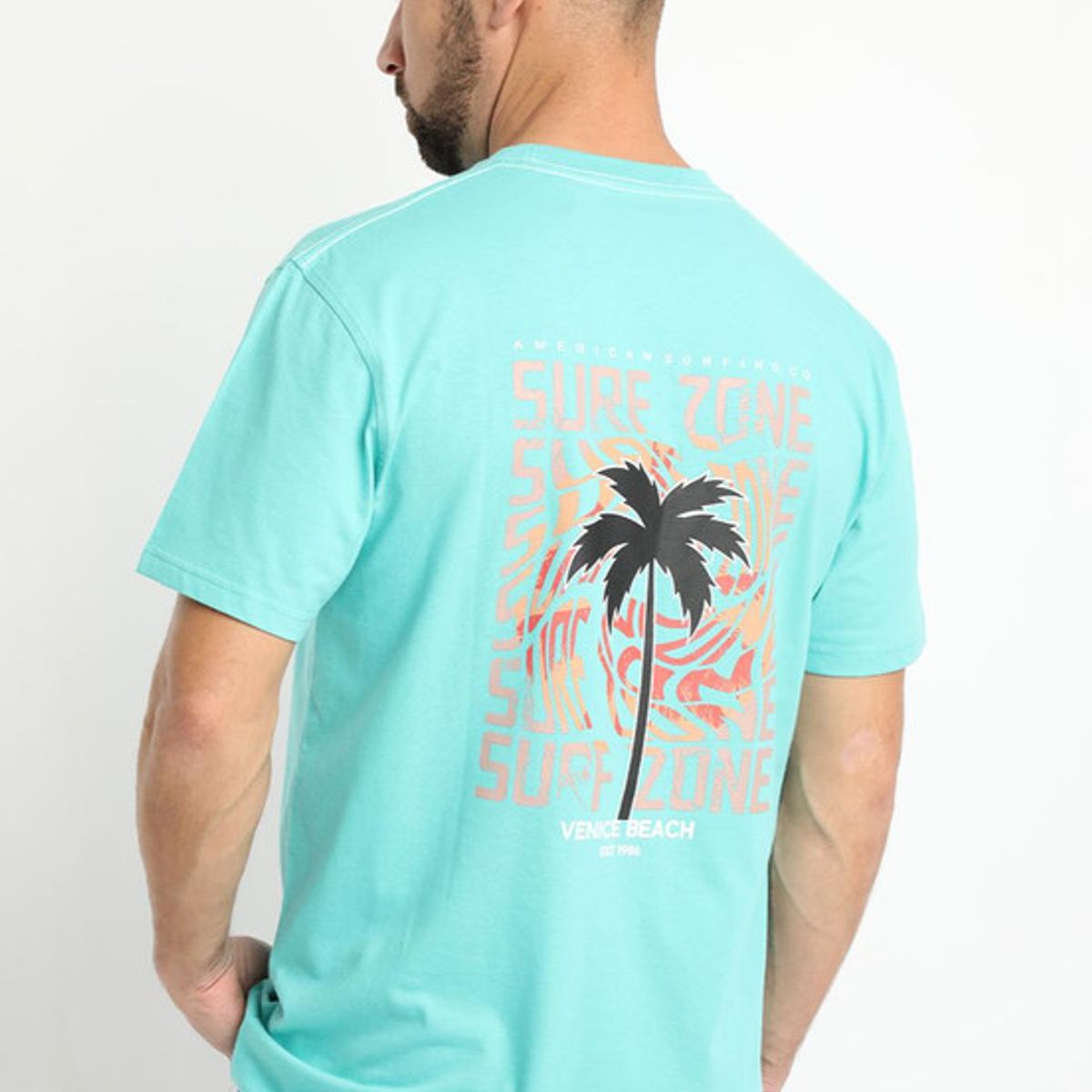 KOTTING - Polera Jersey Estampada Cuello Redondo Turquesa KOTTING