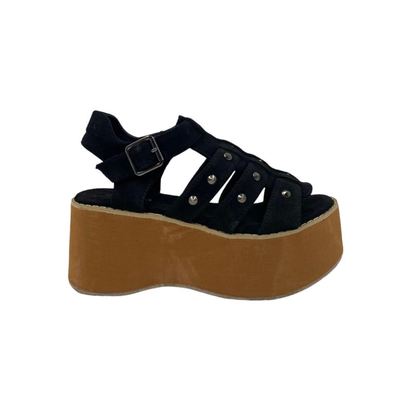 HERIEL - Sandalia Negra Plataforma  Mujer