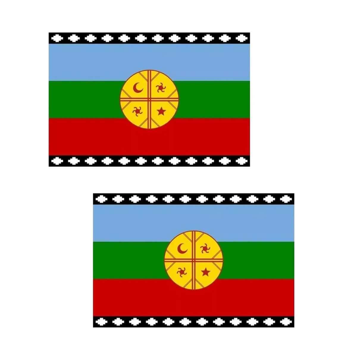 GENERICO - X2 Bandera Mapuche Chilena Bandera De Chile Mediana 90x145 Tela
