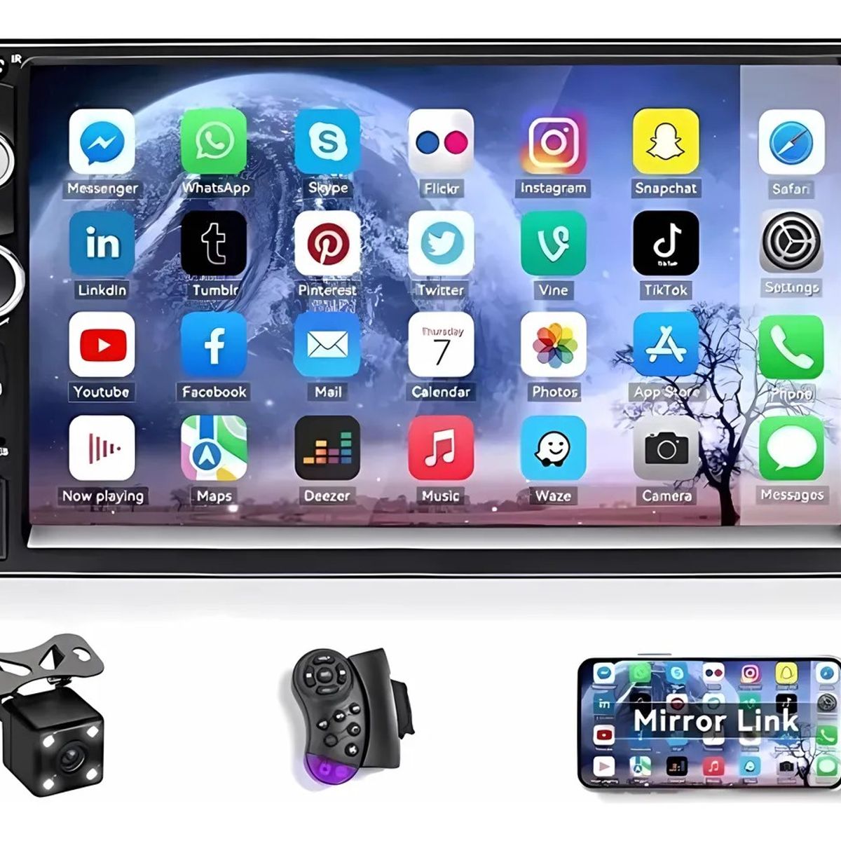 MUNDO MAGIA - Radio Auto 2 Din Mirror Link+camara Retroceso+comando