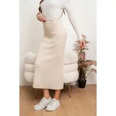 MPROPIA - Falda Larga Mujer Lanilla Acanalada Full Elasticada Lisa 5059