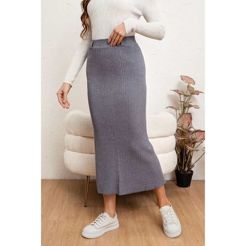 MPROPIA - Falda Larga Mujer Lanilla Acanalada Full Elasticada Lisa 5059