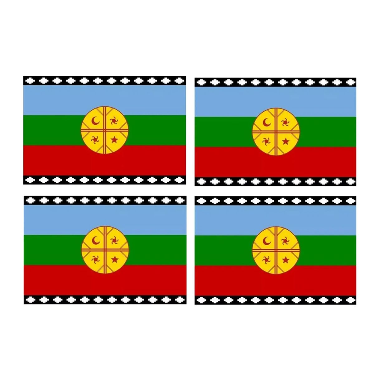 GENERICO - X4 Bandera Mapuche Chilena Bandera Chile Mediana 90x145 Tela