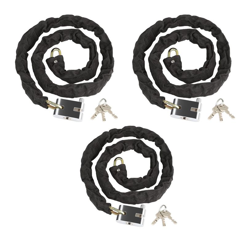 GENERICO - Pack X3 Cadena Seguridad - Candado Para Motos Bicicleta 100cm