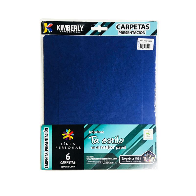 GENERICO - Pack 6 Carpetas Presentación Tamaño Carta Kimberly - Azul