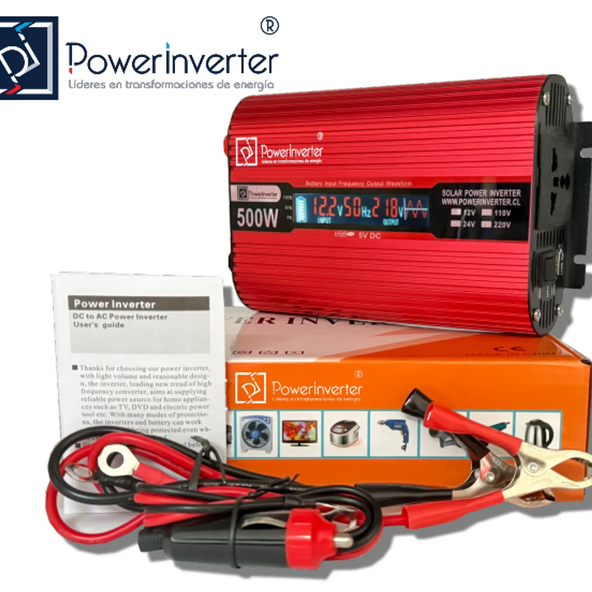 GENERICO - INVERSOR DE VOLTAJE 24VDC220VAC 500W - 1000W PEAK - MDF - PRO