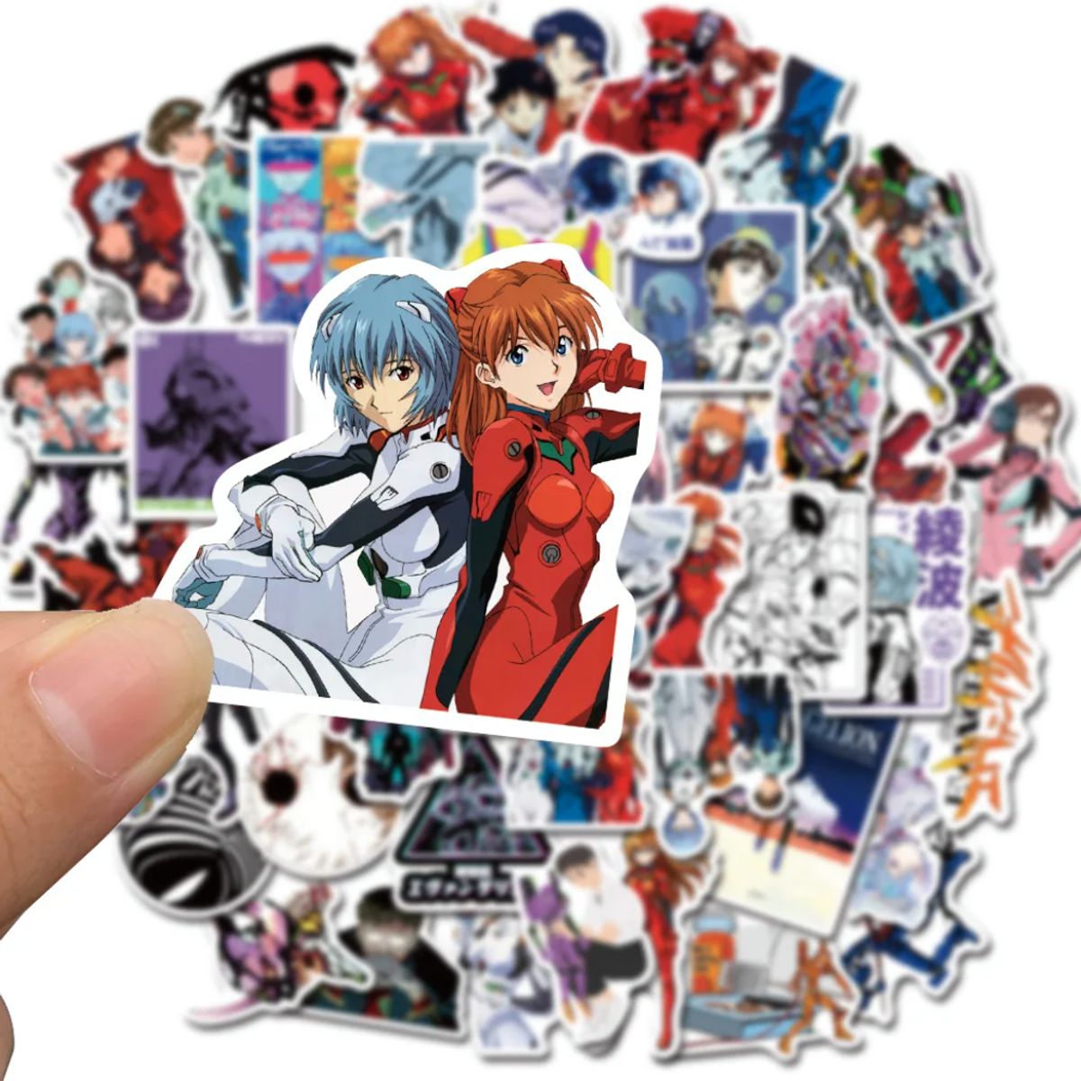 GENERICO - Set De 50 Stickers Neon Genesis Evangelion Asuka Rei Shinji