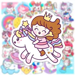 GENERICO - 50 Stickers Pony Poni Kawaii Calcomania Niña Princesa