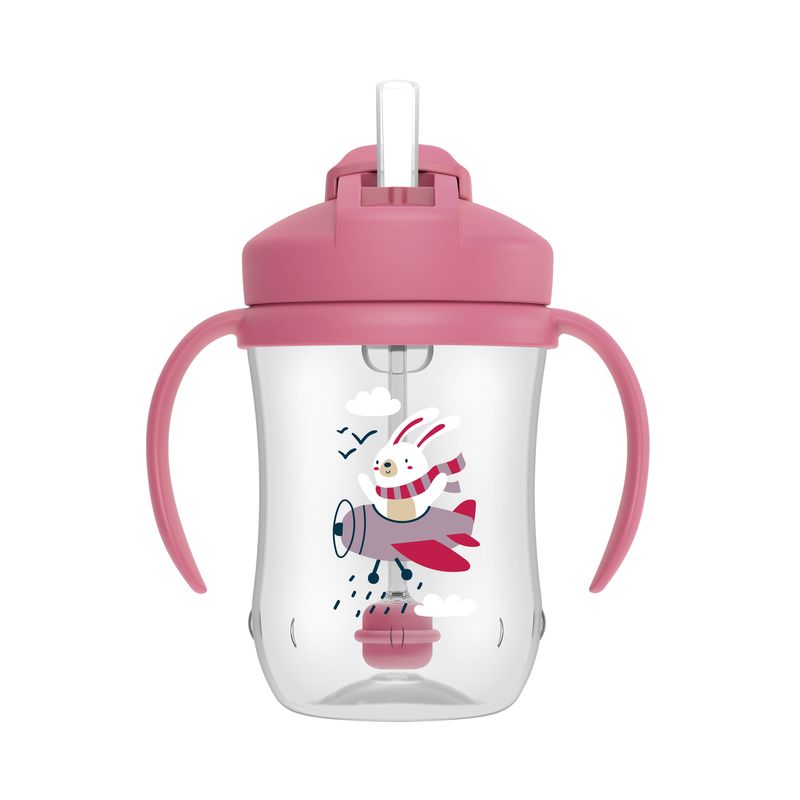 DR BROWN'S - Vaso Antiderrame Asas Pajita 270ml 6m+ Dr Brown´s Rosa Malva