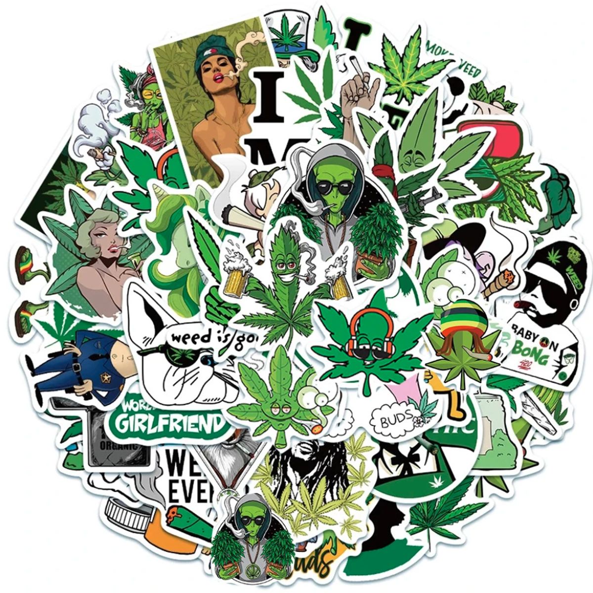 GENERICO - 50 Stickers Verde Hierva / Calcomania