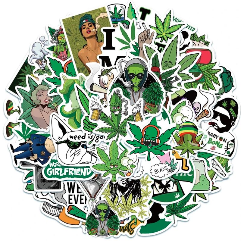 GENERICO - 50 Stickers Verde Hierva / Calcomania