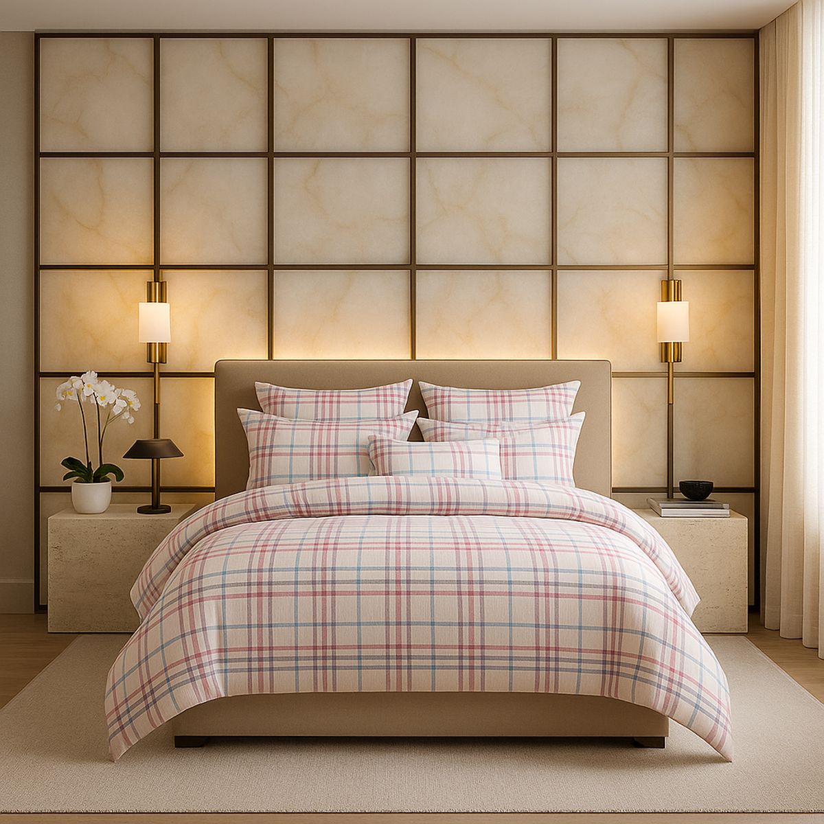 ALTERNATIVE - Juego De Sábanas 800 Hilos 20 Plz Diseño Escocés Pastel 827