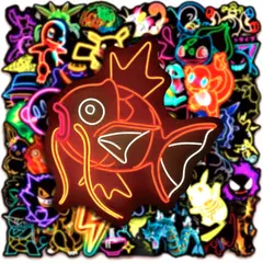 GENERICO - Set 50 Stickers Tipo Luz De Neon Letrero / Calcomania