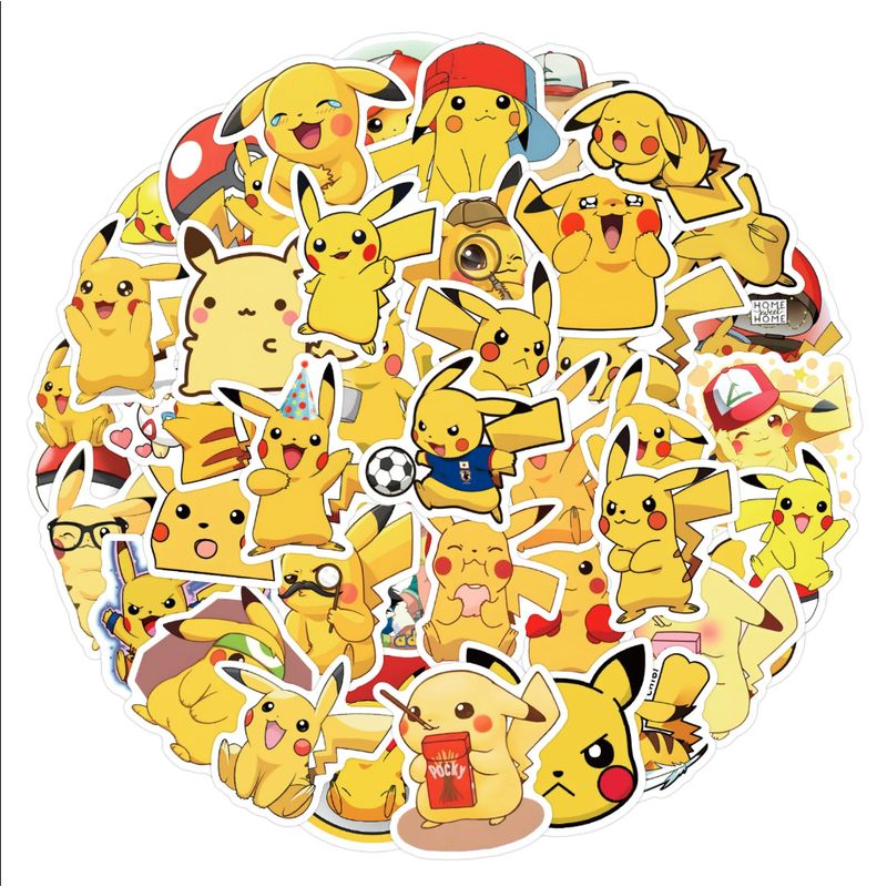 GENERICO - 50 Stickers Adorno Pikachu Pokemon / Autoadhesivo Tazon Taza