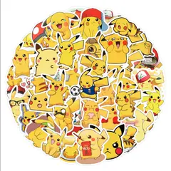GENERICO - 50 Stickers Adorno Pikachu Pokemon / Autoadhesivo Tazon Taza